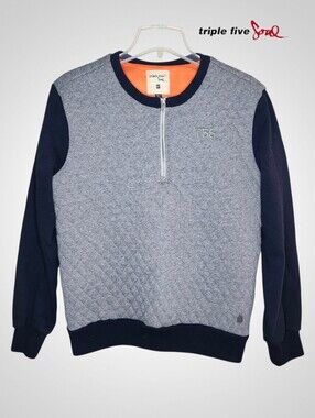 TRIPLE FIVE SOUL Gray & Black Quilted Half-Zip Sweatshirt - Small